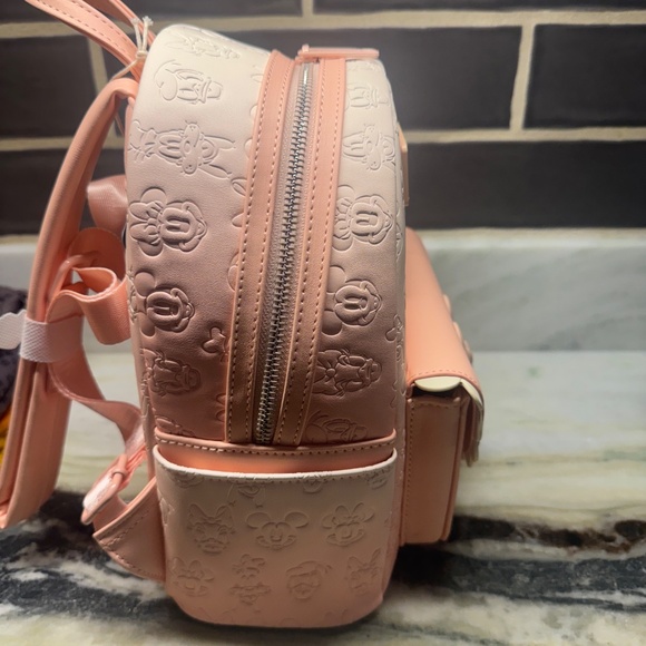 Loungefly Disney Mickey & Friends Embossed Mini Backpack Pink/Blush 3D Mickey Po main image 6
